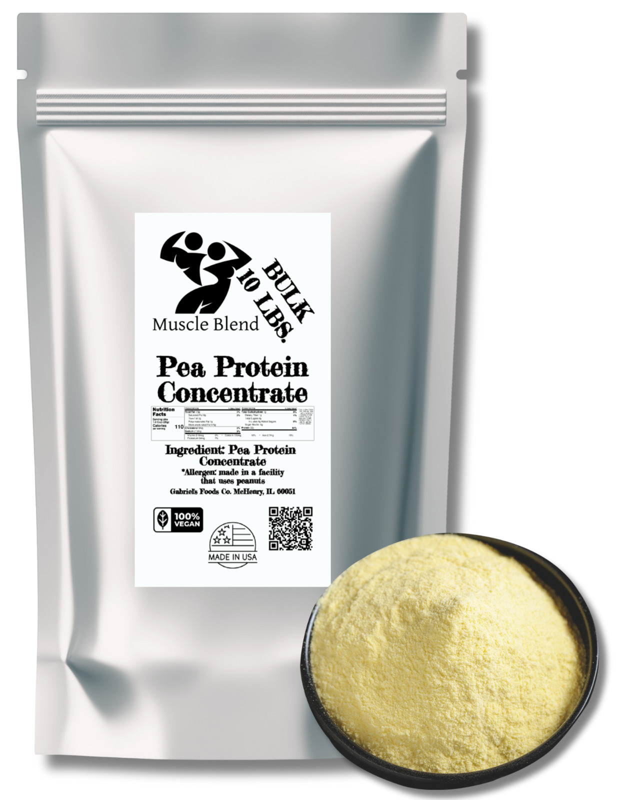 Pea Protein Concentrate Bulk Wholesale 10 Pounds, Pure, All Natural, Vegan, USA