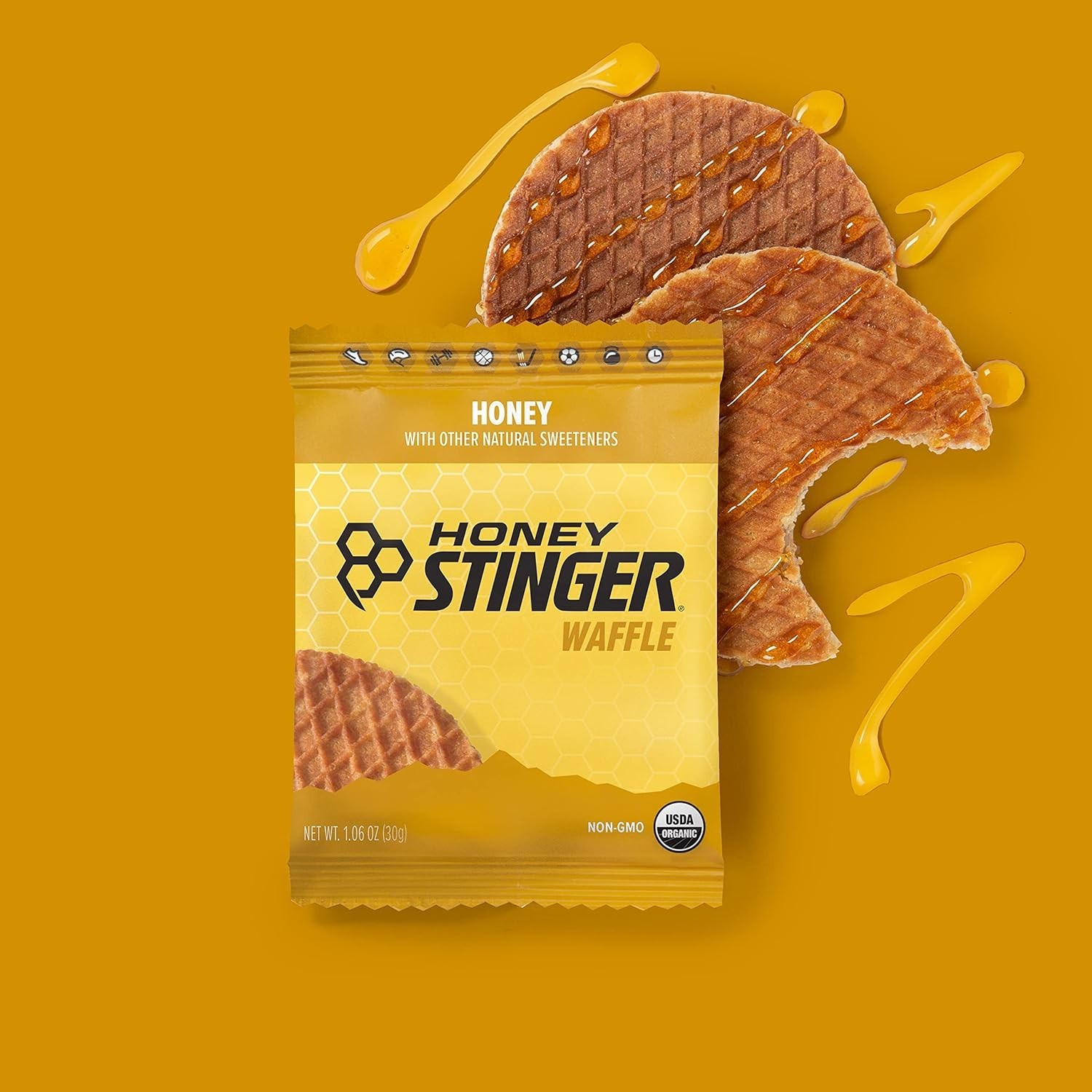 Organic Honey Waffle Energy Stroopwafel for Exercise Performance 16ct