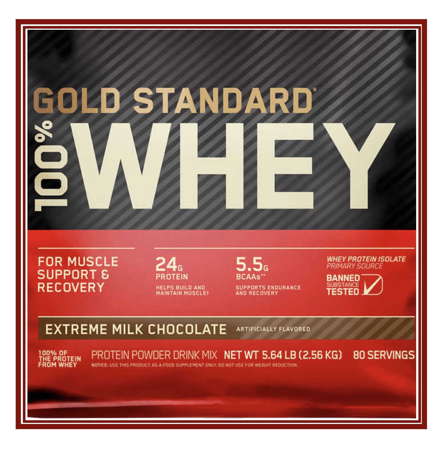 100% Whey Protein, Optimum Nutrition Gold Standard, 80 Servings, 24g Protein