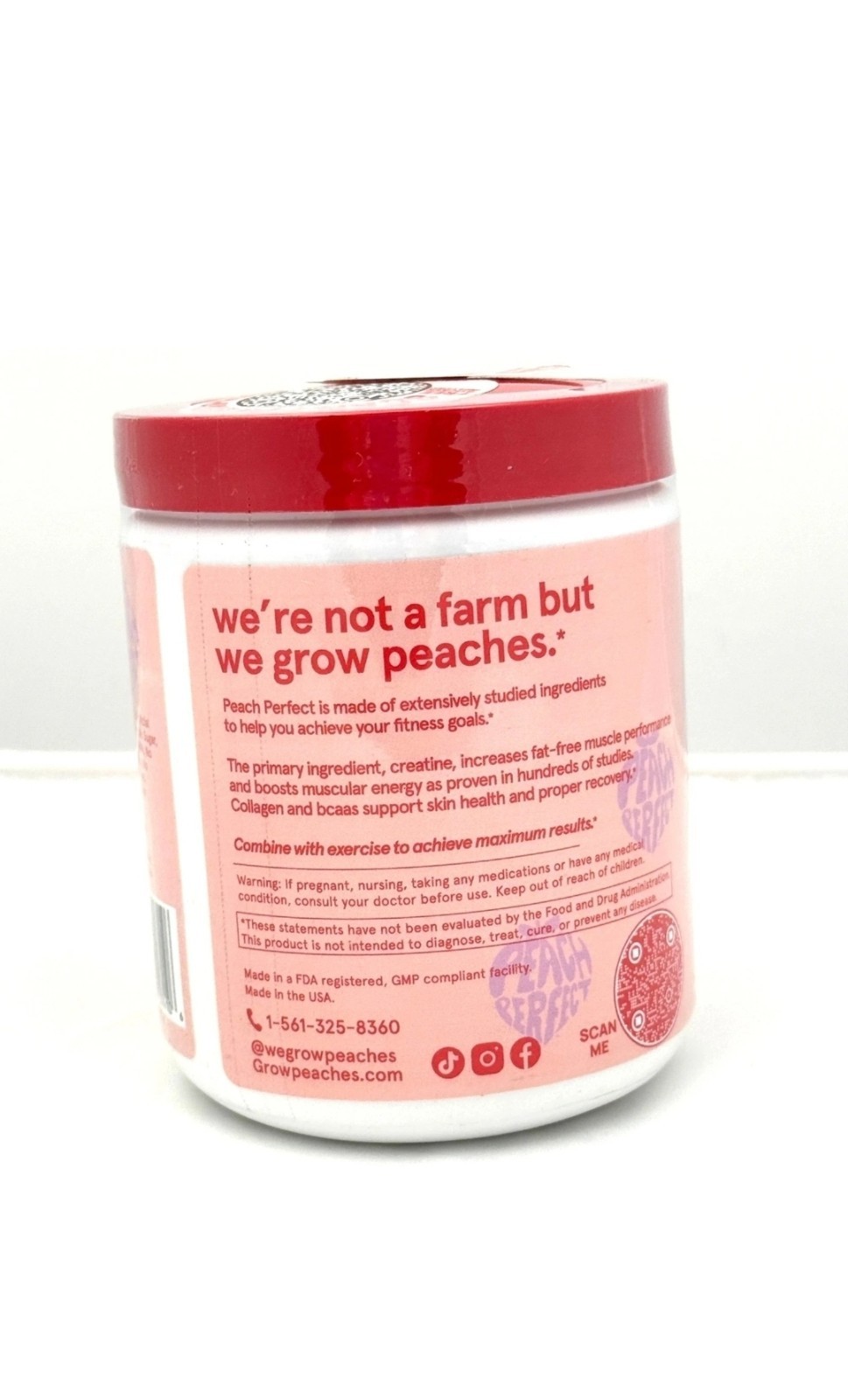 Peach Perfect Creatine Monohydrate Powder Glute Builder Strawberry Açaí #411