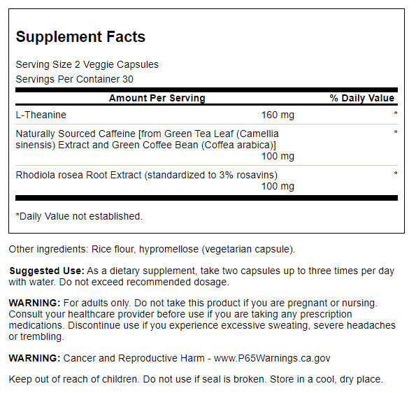 Swanson Pure Energy Herbal Blend Vegetable Capsules, 60 Count