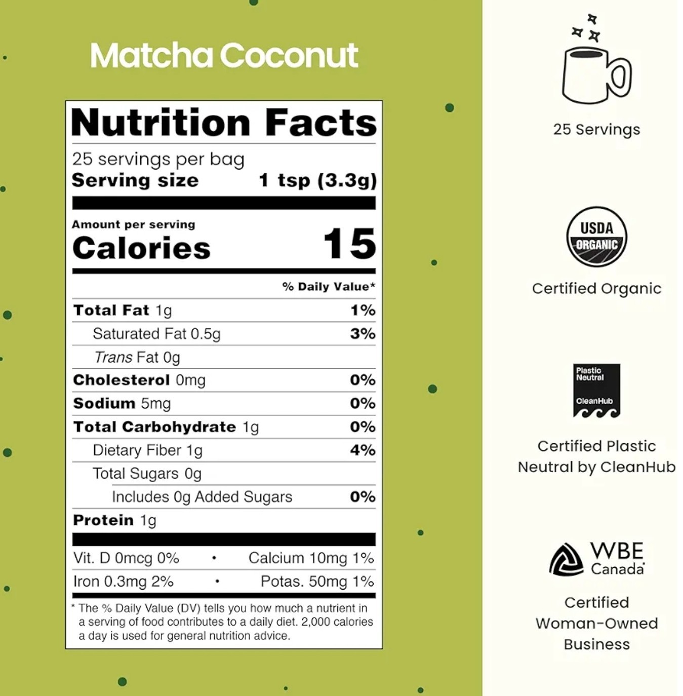 Blume SUPERFOOD LATTE BLEND 3.5 oz (25 Ser) Matcha Coconut Flavor BEST BY 08/26