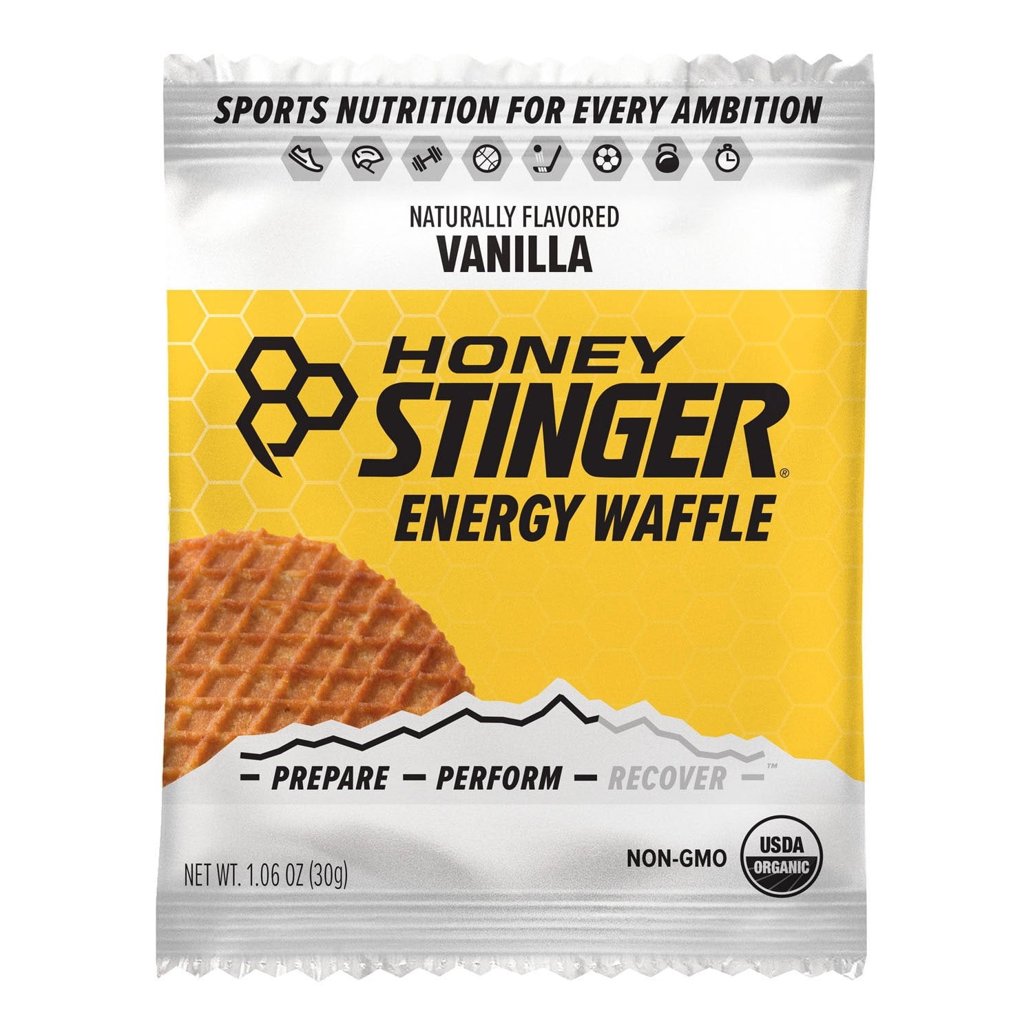 Honey Stinger Organic Energy Waffle, Vanilla, Caffeine Free 1.06 oz., 12 pk.