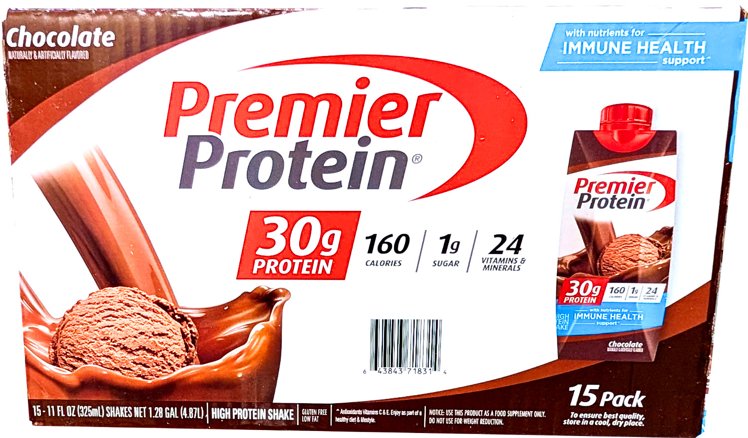 Premier Protein 30g High Protein Shake Chocolate 15 x 11 Fl Oz EXP 06/2026