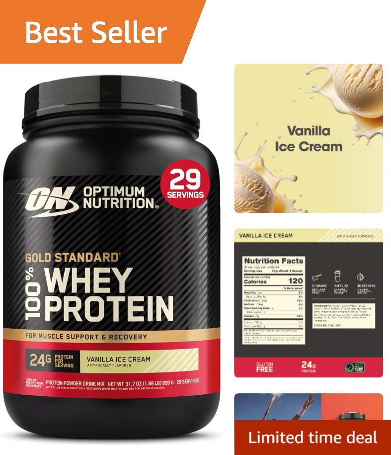High-Quality Whey Protein Powder – Vanilla Ice Cream 2 lb for Muscle Support
