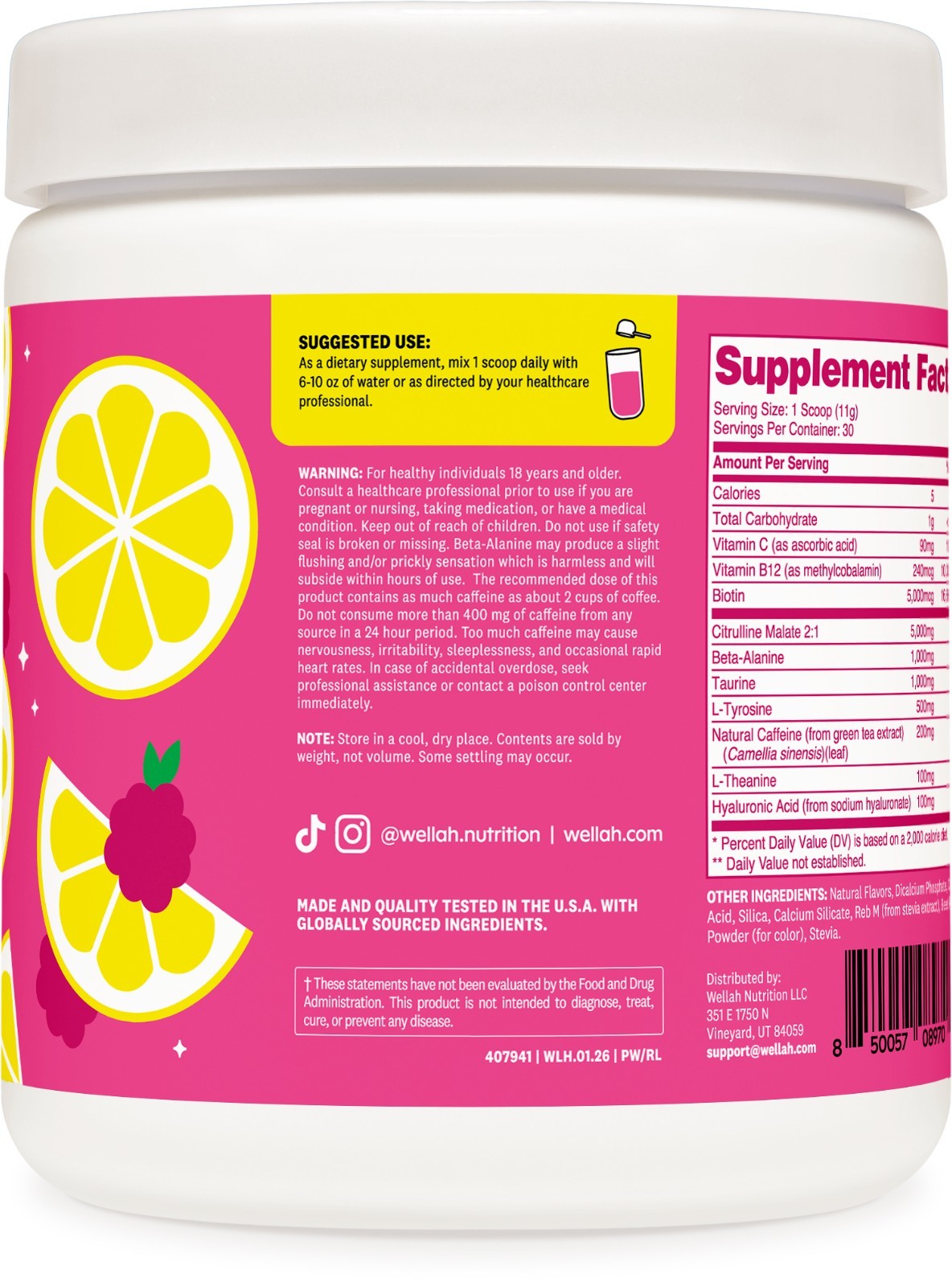 Wellah Get-Going Pre-Workout Drink Mix (Raspberry Lemonade)