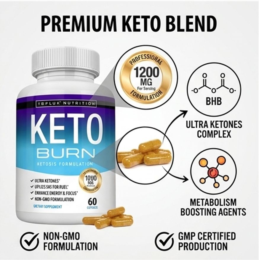 Keto Burn Ketosis Formulation Capsules 120ct – 2 Pack – Energy & Focus Support