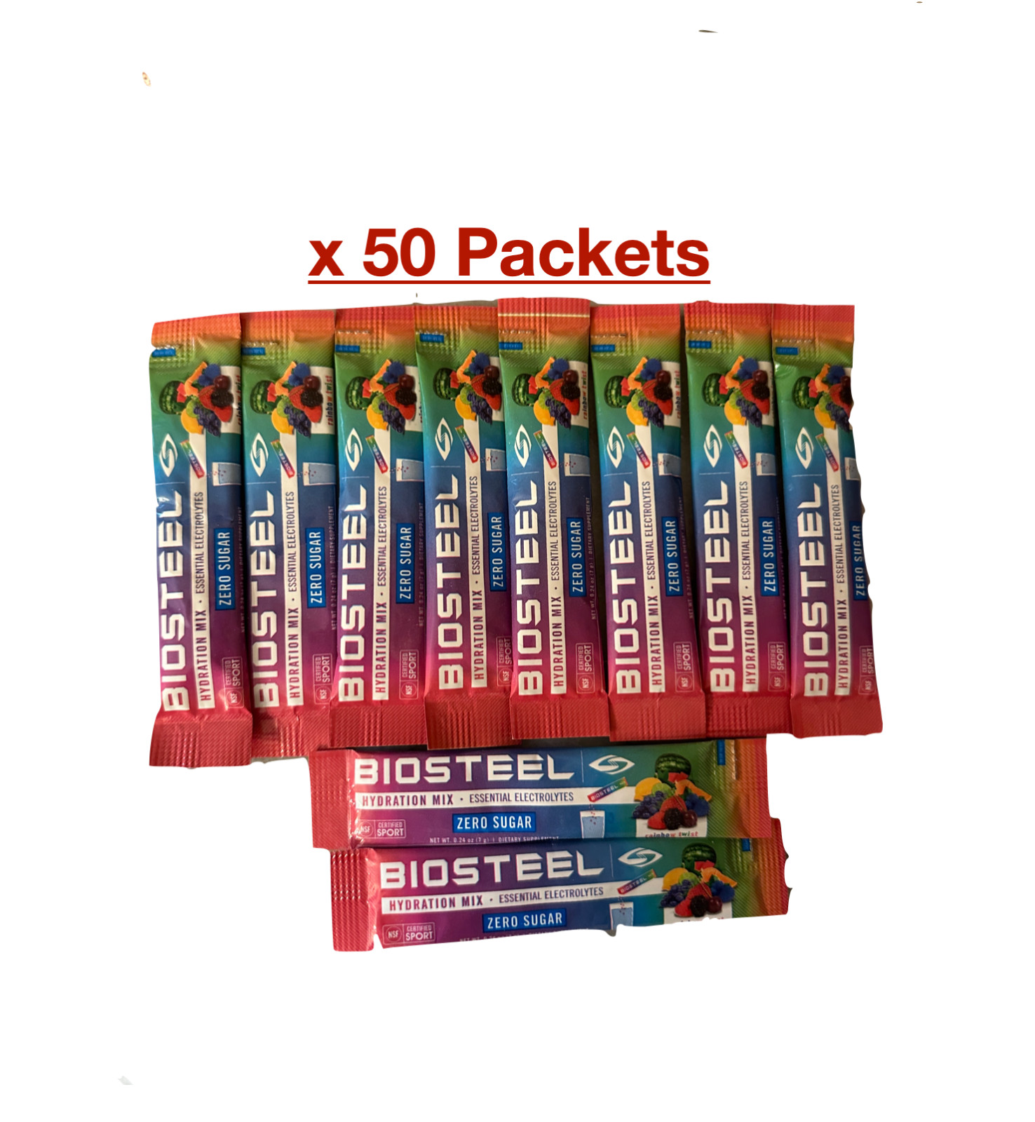 Biosteel Hydration Mix Essential Electrolytes Zero Sugar Rainbow Twist 50 Pack