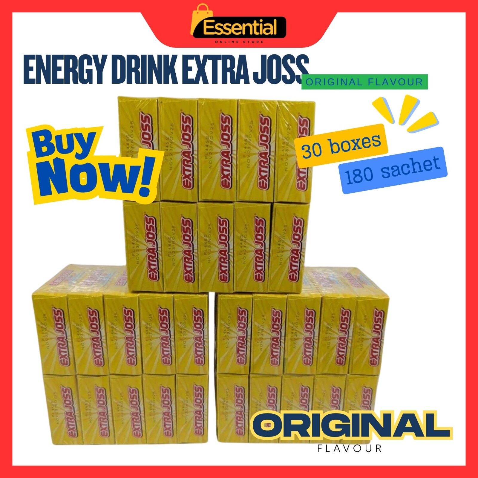 EXTRA JOSS Original Flavour 30 boxes (180 Sachets) Energy Drink Powder Booster