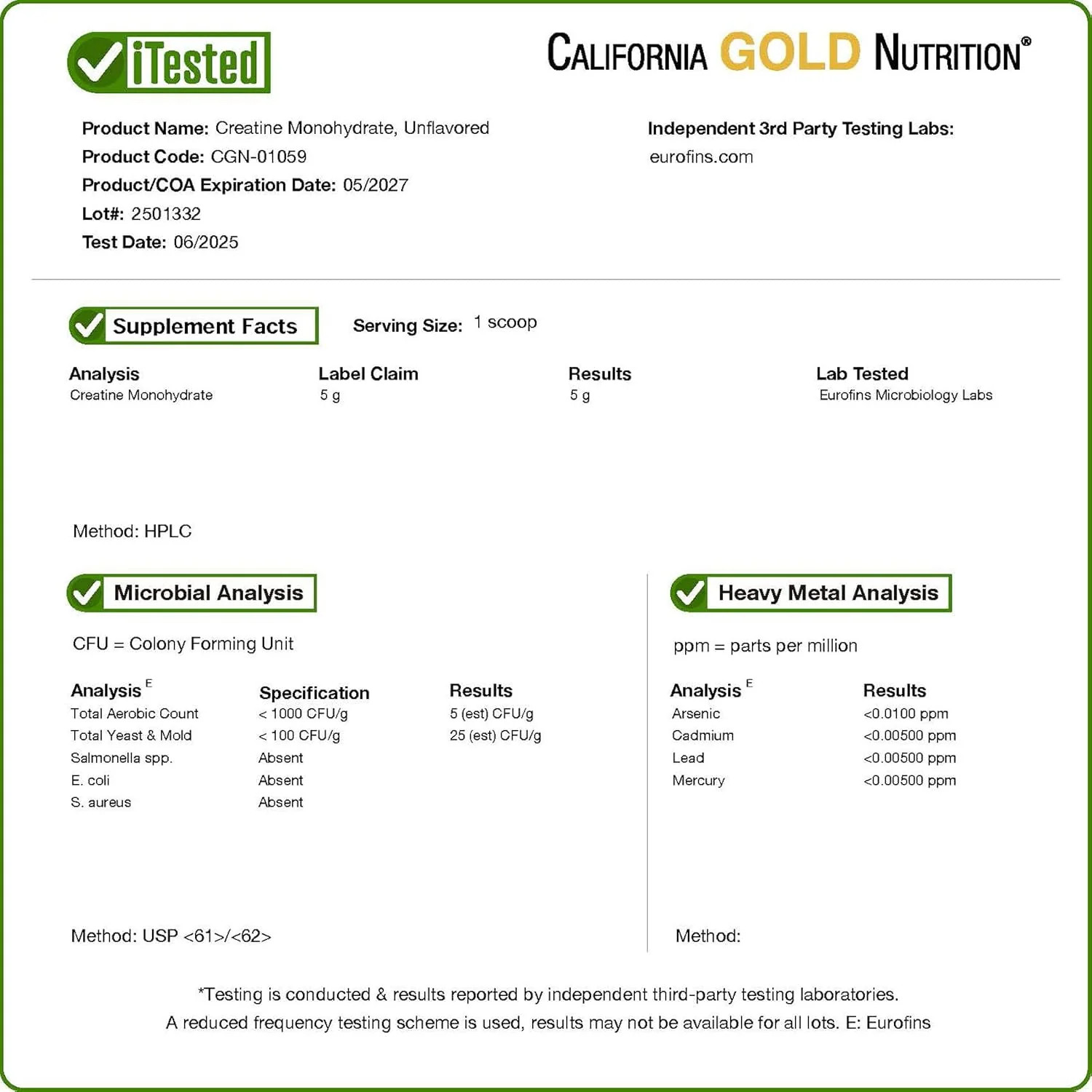 California Gold Nutrition, Creatine Powder, Micronized, Muscle and Strength Supp