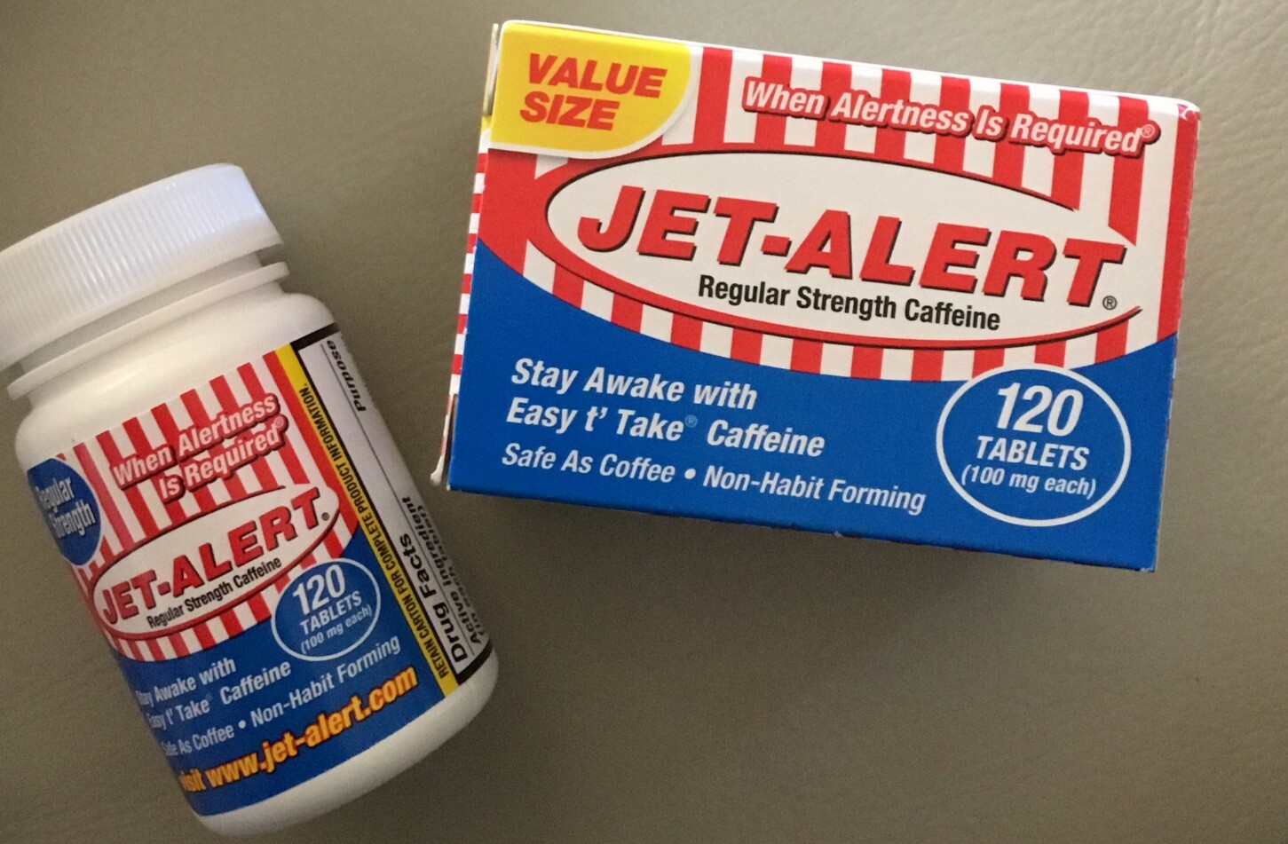 Jet Alert ~ Stay Awake Caffeine Tablets ~ Safe As Coffee ~ 120 Tablets ~ NEW
