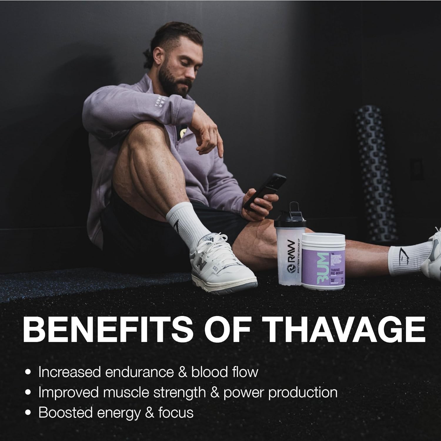 RAW BUM THAVAGE Pre-workout powder w/Hydration 1.2 Lbs 40 Serv Rocket Candy