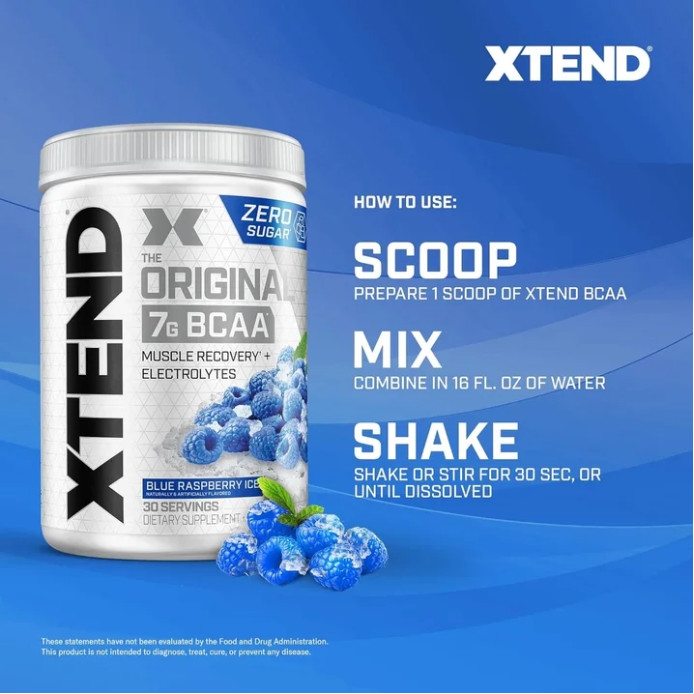 XTEND Original BCAA Powder, Blue Raspberry Ice, 30 Servings