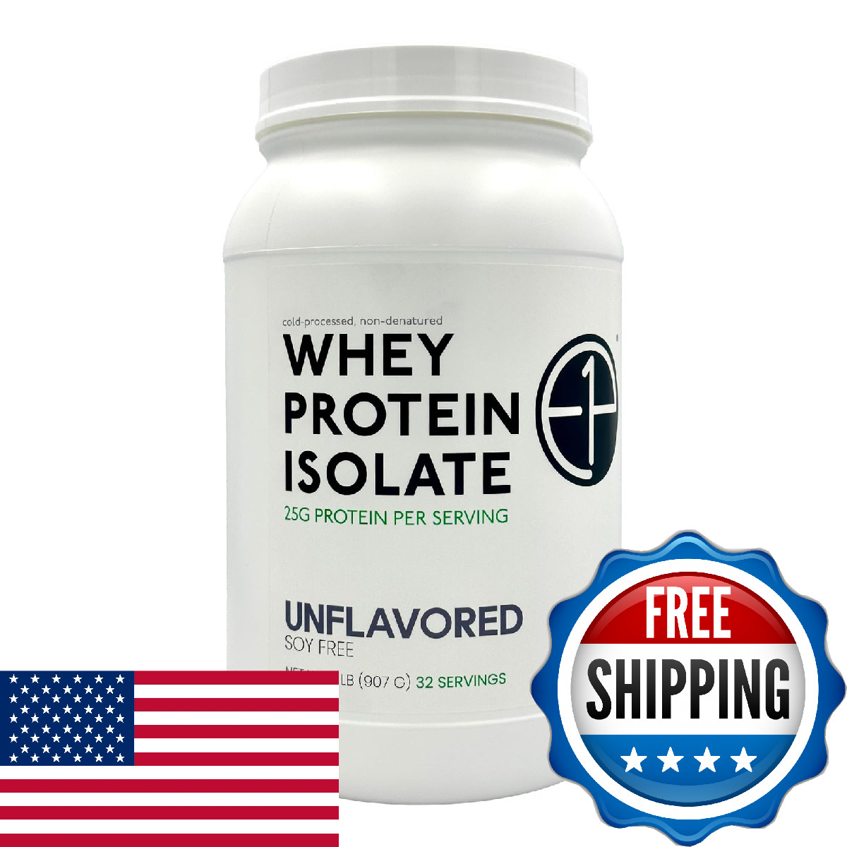 E1P Whey Protein Isolate 2lbs (32 Servings) Unflavored, Non-GMO, Cold-Processed,