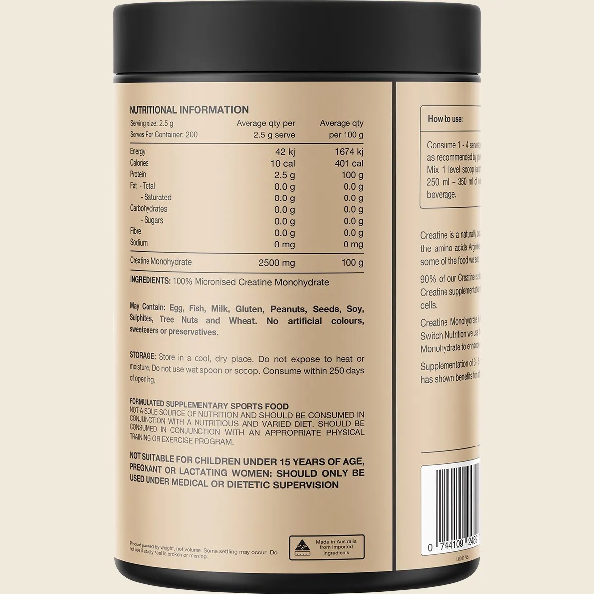 New New Switch Nutrition Creatine 500g 100% Pure Micronised Creatine Monohydrate