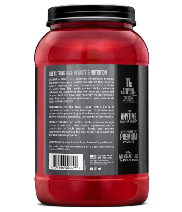 BSN SYNTHA-6 Edge Protein Powder, Strawberry Milkshake, 28 Servings