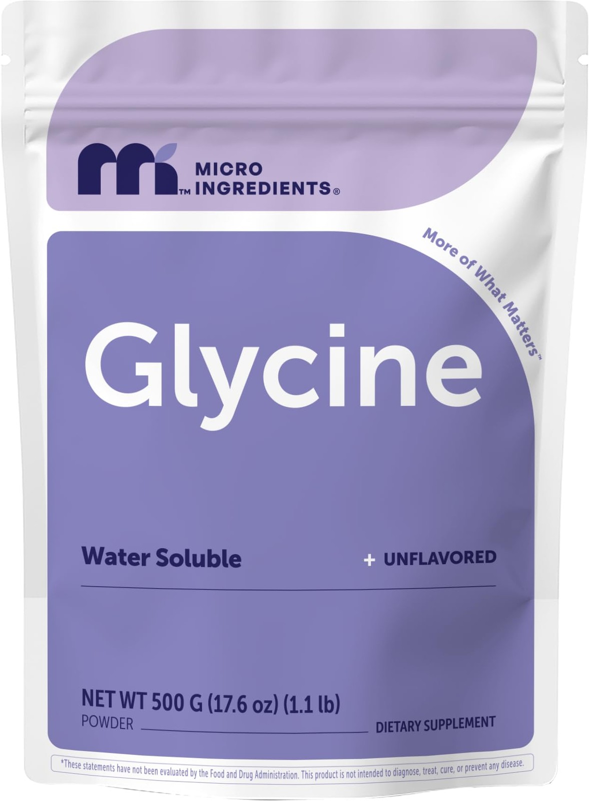 Micro Ingredients Glycine Powder, 500 g 1.1 Pounds, Glycine 1000mg Per Servin…