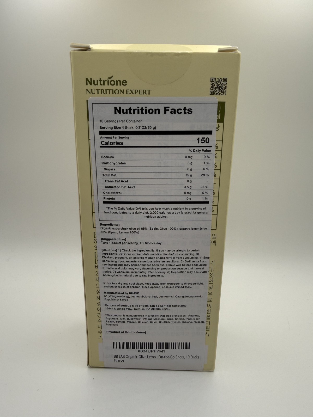 BB LAB Organic Olive Lemon Dual Shot Cold Pressed Extra Virgin Picual -Brand New