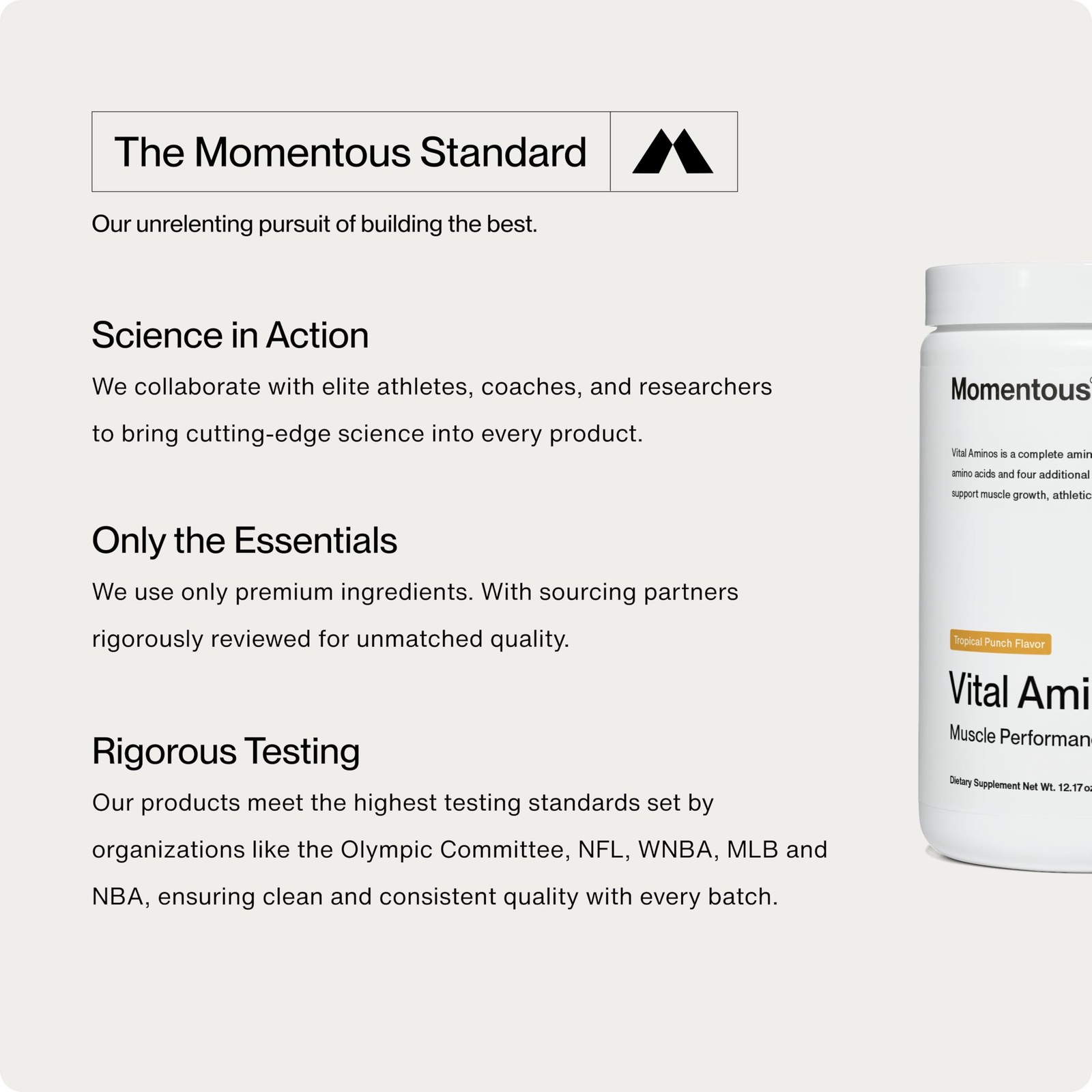 Momentous Vital Aminos Powder Supplement BCAA & EAA Tropical Punch NSF Cer…