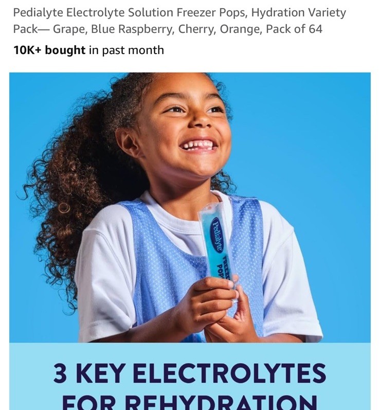 Pedialyte Freezer Pops Oral Electrolyte Solution Natural Assorted Flavors 16ct
