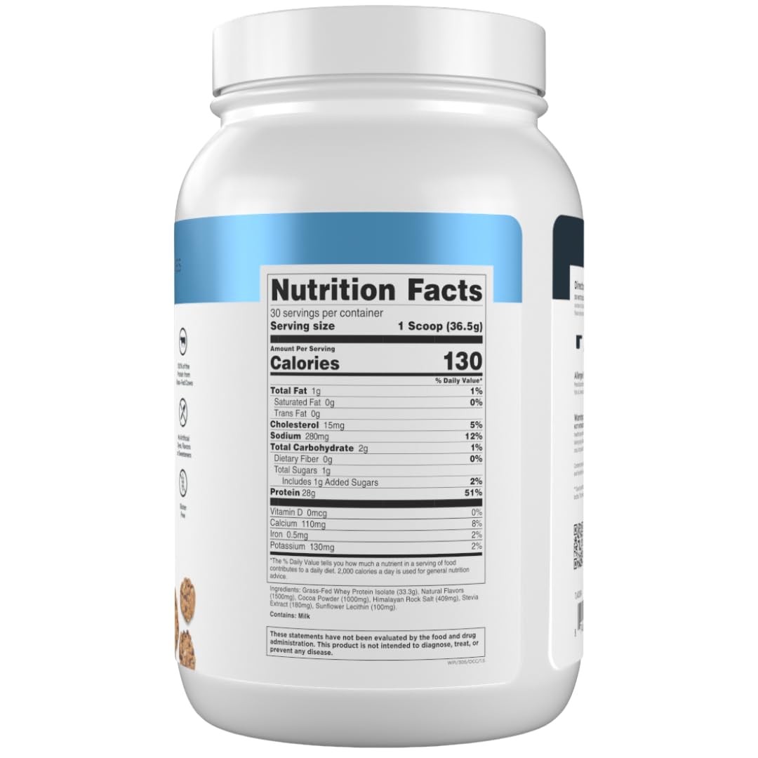 Grass-Fed Whey Protein Isolate – Naturally Flavored, Gluten Free Grassfed Whe…