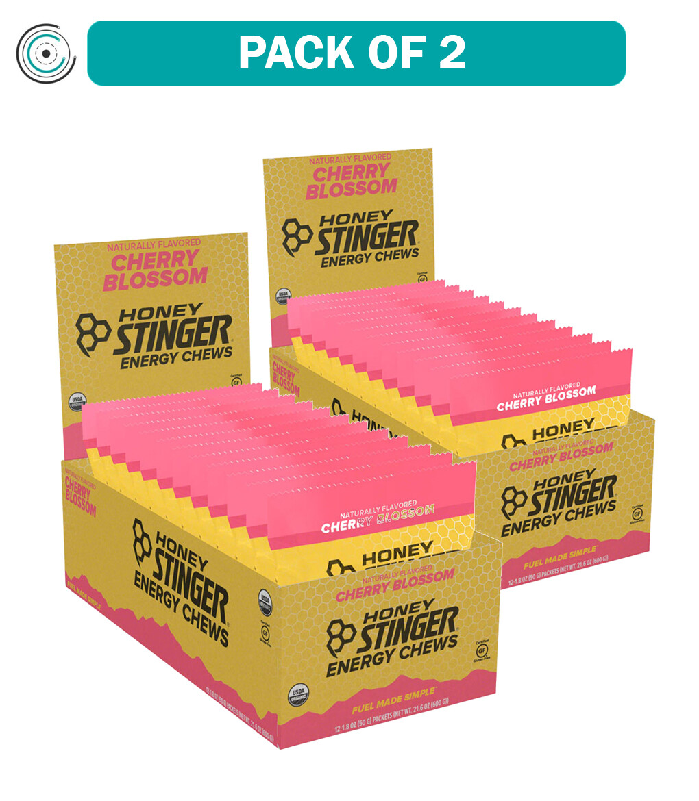 2 Pack Honey Stinger Certified Organic Energy Chews Cherry Blossom Gluten Free