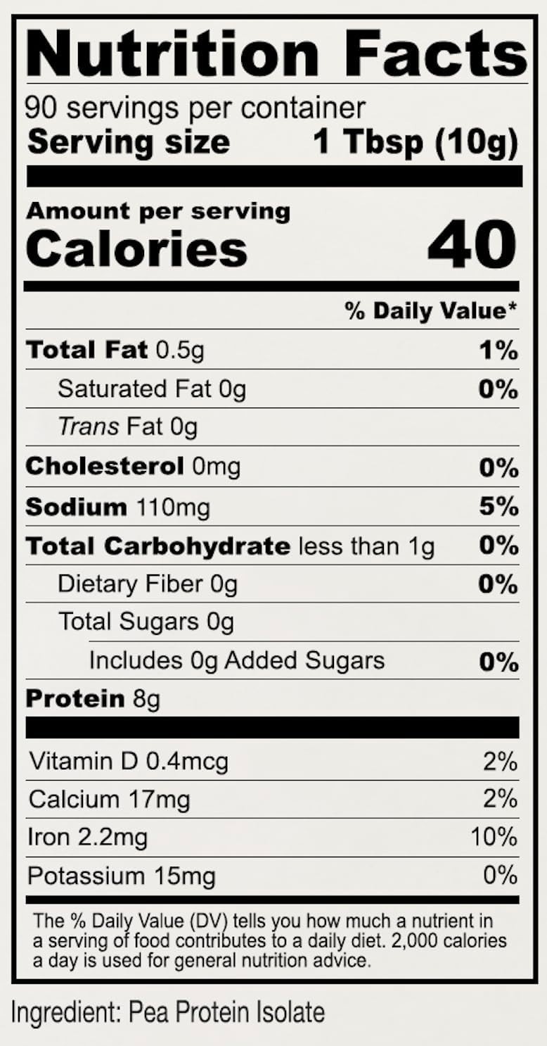 Plant-Based Pea Protein, 2 lb – Unflavored, , Batch Tested & Gluten-Free