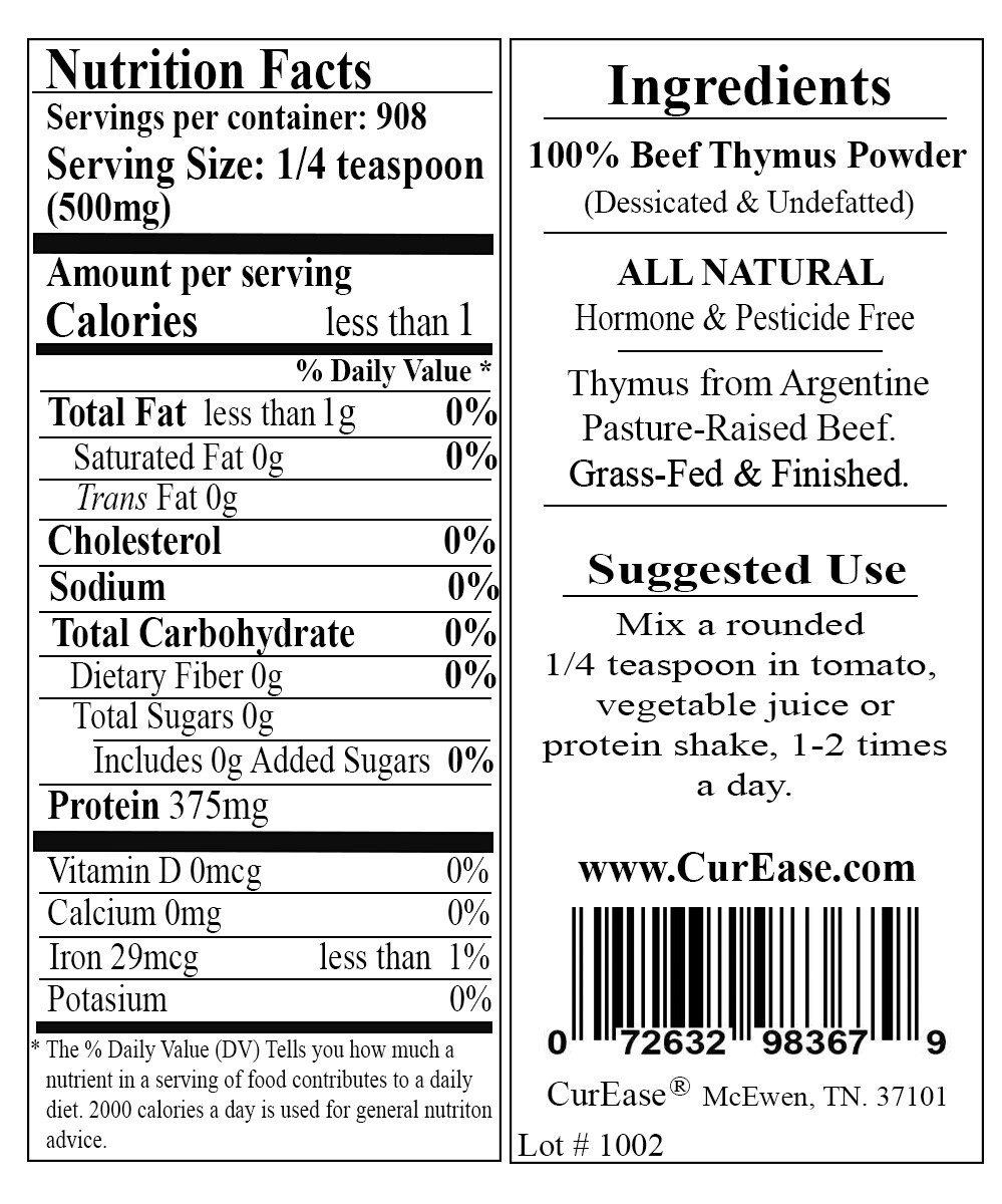 ORGANIC Argentine Desiccated BEEF THYMUS POWDER UNDEFATTED ~ POUND 1 Lb 453 gram