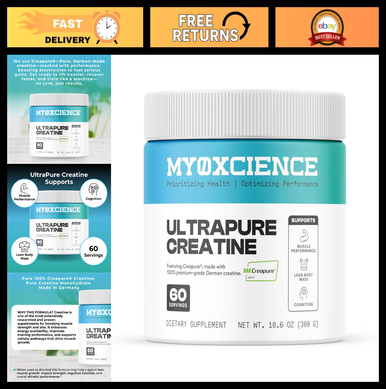 Creatine Monohydrate Powder | Supports Muscle Strength, Lean Mass & Cognition |