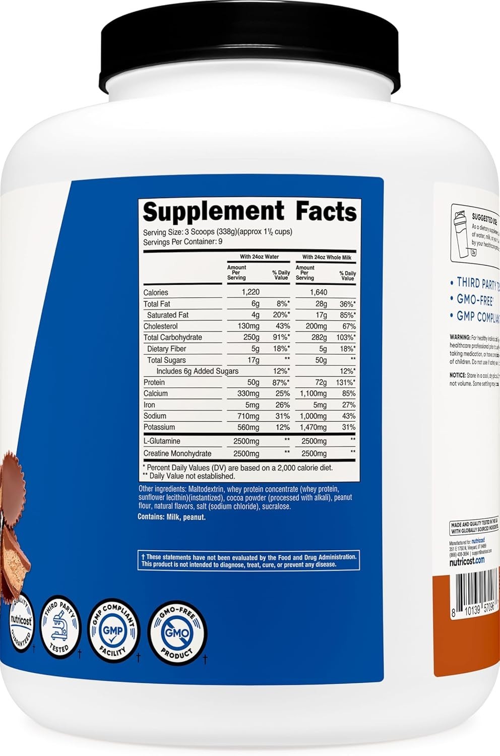 Nutricost Mass Gainer (Chocolate Peanut Butter Flavor, 6.7 LBS) 50 Grams of