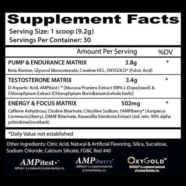 Insane Labz PSY-CHO-TIC TEST Testosterone Booster Pre-Workout 30 Servings New