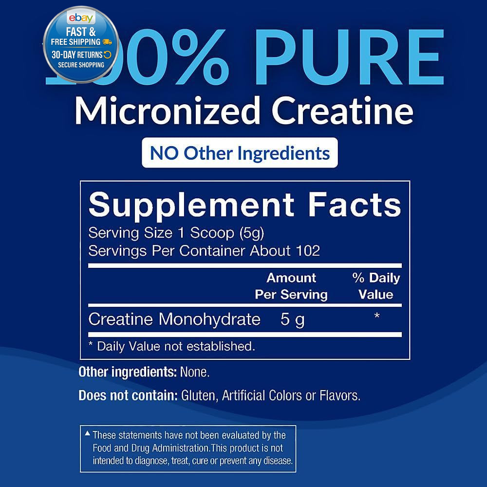 Creatine Monohydrate Powder, 102 Servings (Pack of 1), No Color