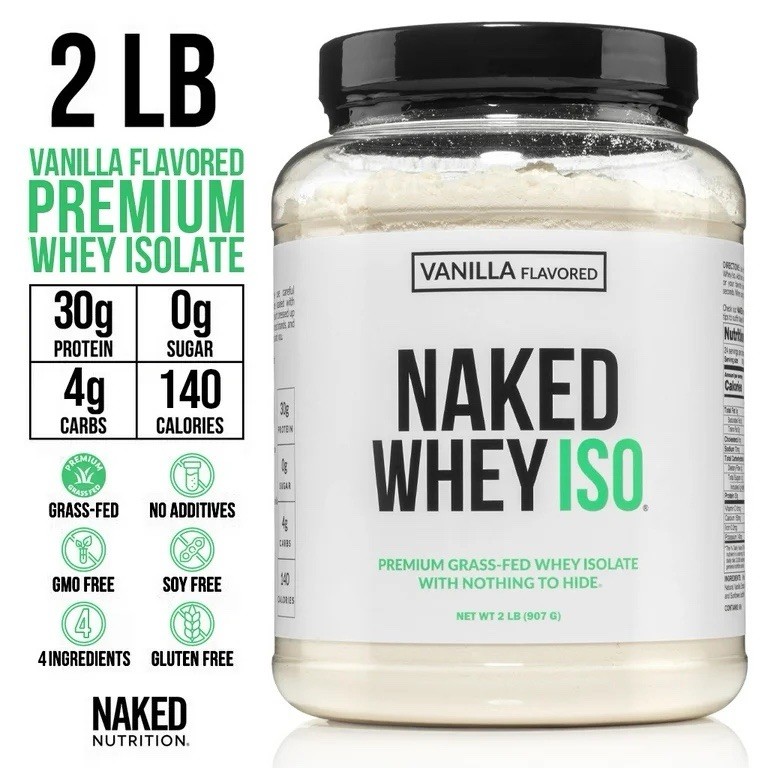 Naked Vanilla Whey Isolate Grass-Fed Protein, 24 Servings