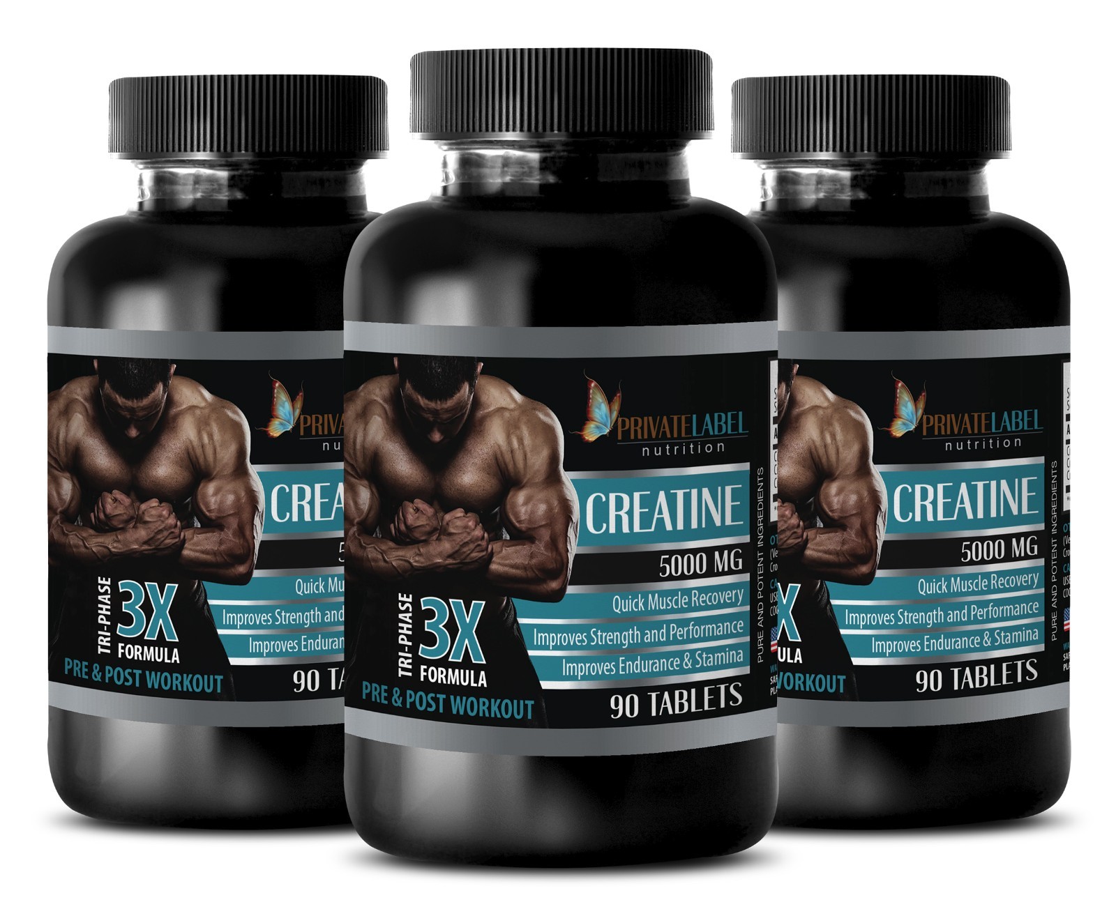 Creatine 3X 5000mg hcl powder – Bodybuilding Supplements 270 Capsules 3 Bottles