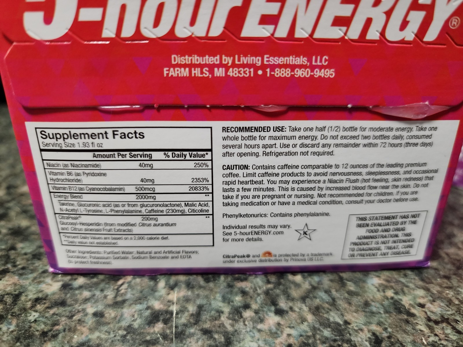 5 Hour Energy 6 Pack Sport PRE WORKOUT 230mg Caffeine Lot Of 2 Sugar Free