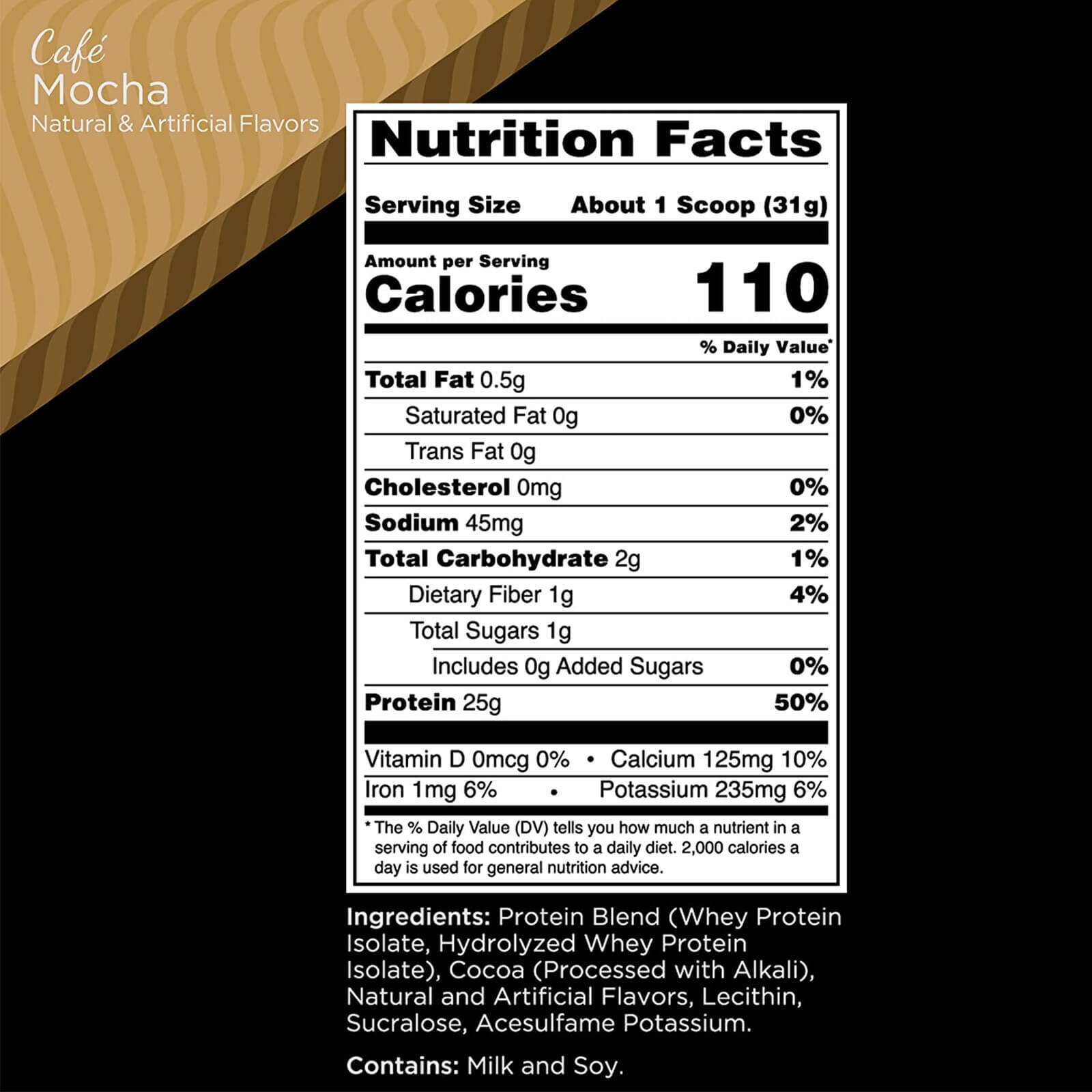 RULE 1 Protein 29 serv Café Mocha Whey Protein Isolate Hydrolysate 1.98lb