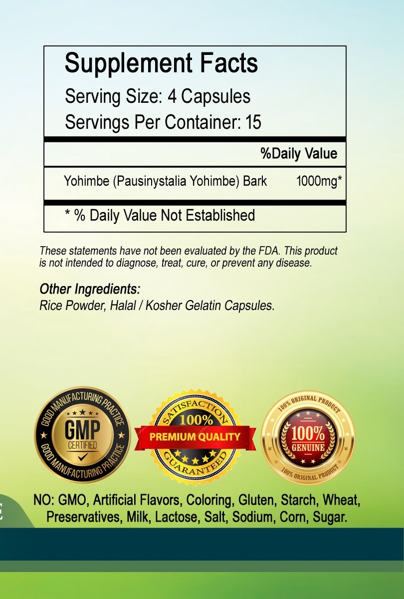 Yohimbine Capsules – 2000 mg Serving
