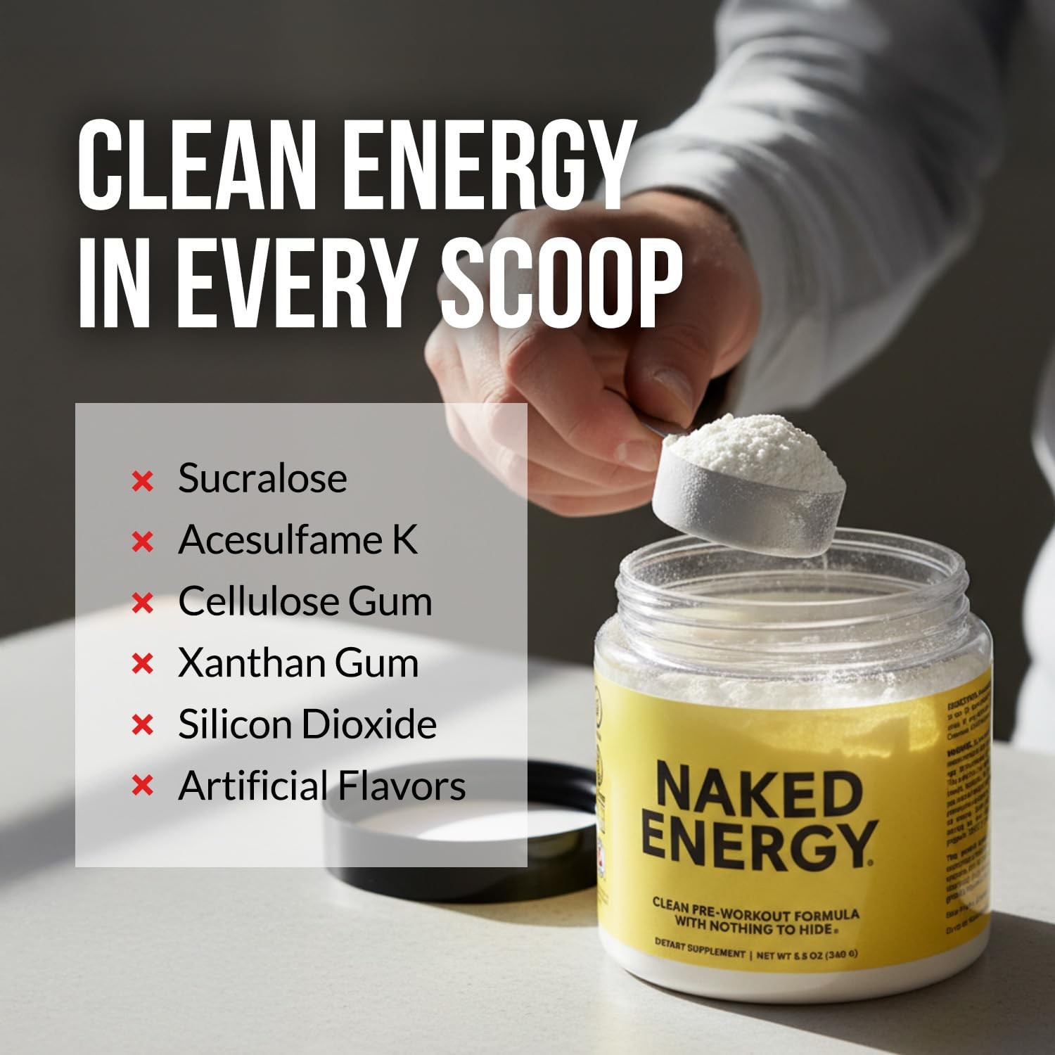 NAKED Energy – Pure Pre Workout Powder for Men 8.2 Ounce (Pack of 1), Yellow