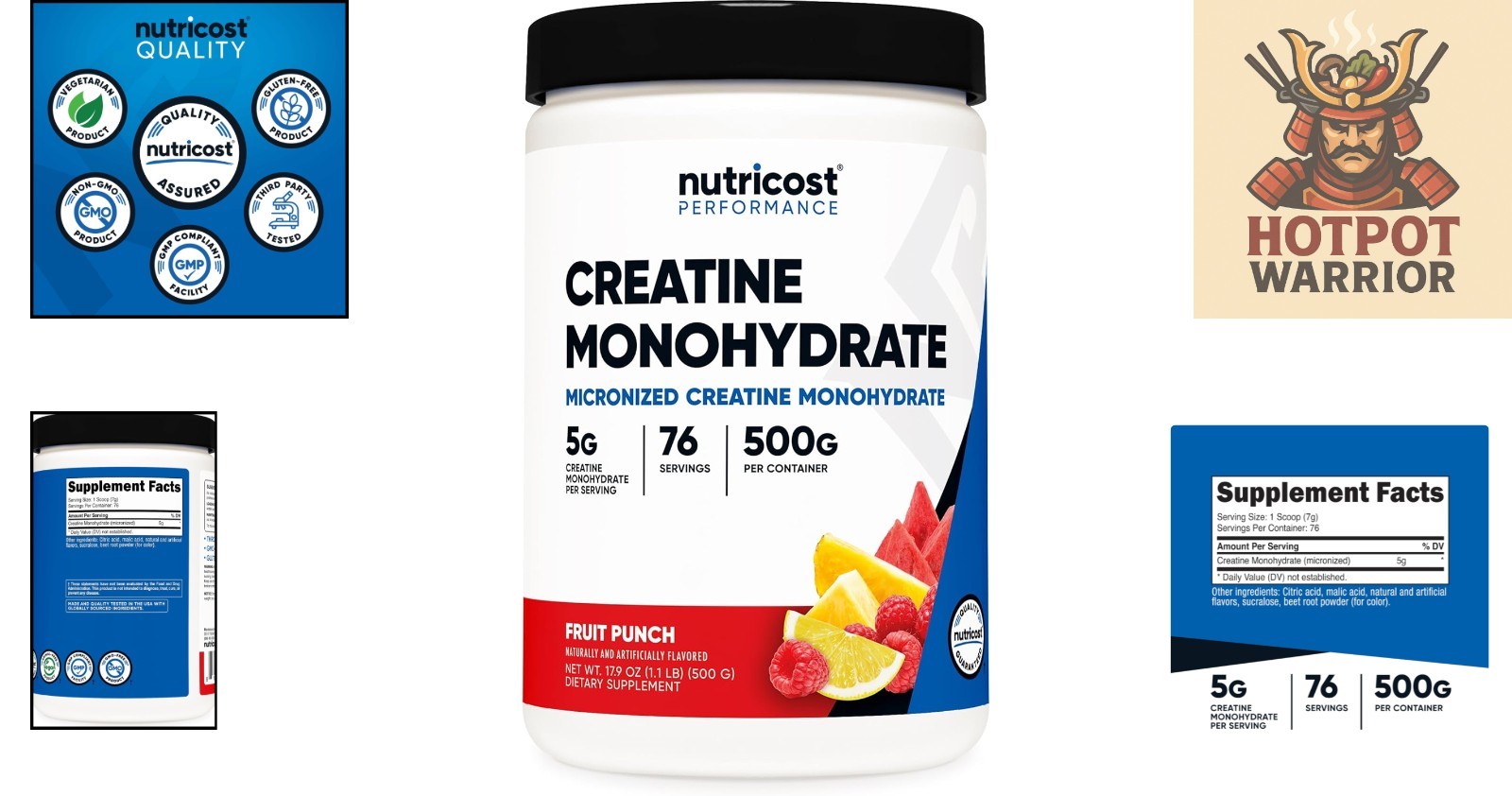 Creatine Monohydrate Powder in Fruit Punch Flavor – 500g for Muscle Growth