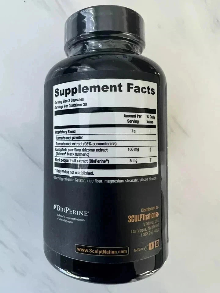 Turmeric Black Sculptnation Fatigue Muscle Build Fat Burn Bloating Treat, 2 Pack