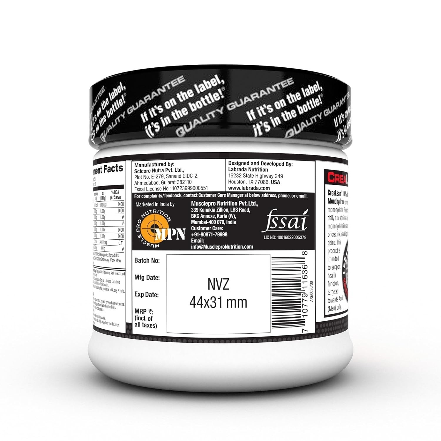 Labrada CreaLean Powder (Post Workout, Muscle Repair) For 83 Servings, 250 Gm