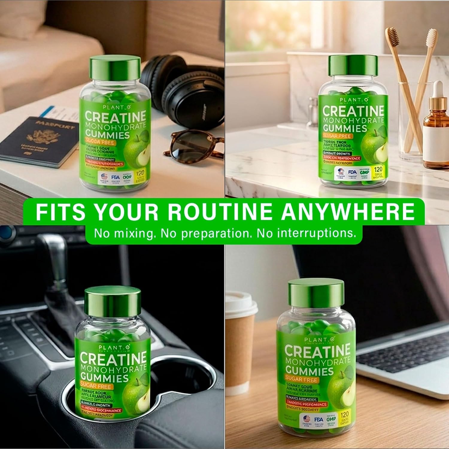 Creatine Monohydrate Gummies Sugar Free 5000mg 5g Per Serving Sour Green Apple