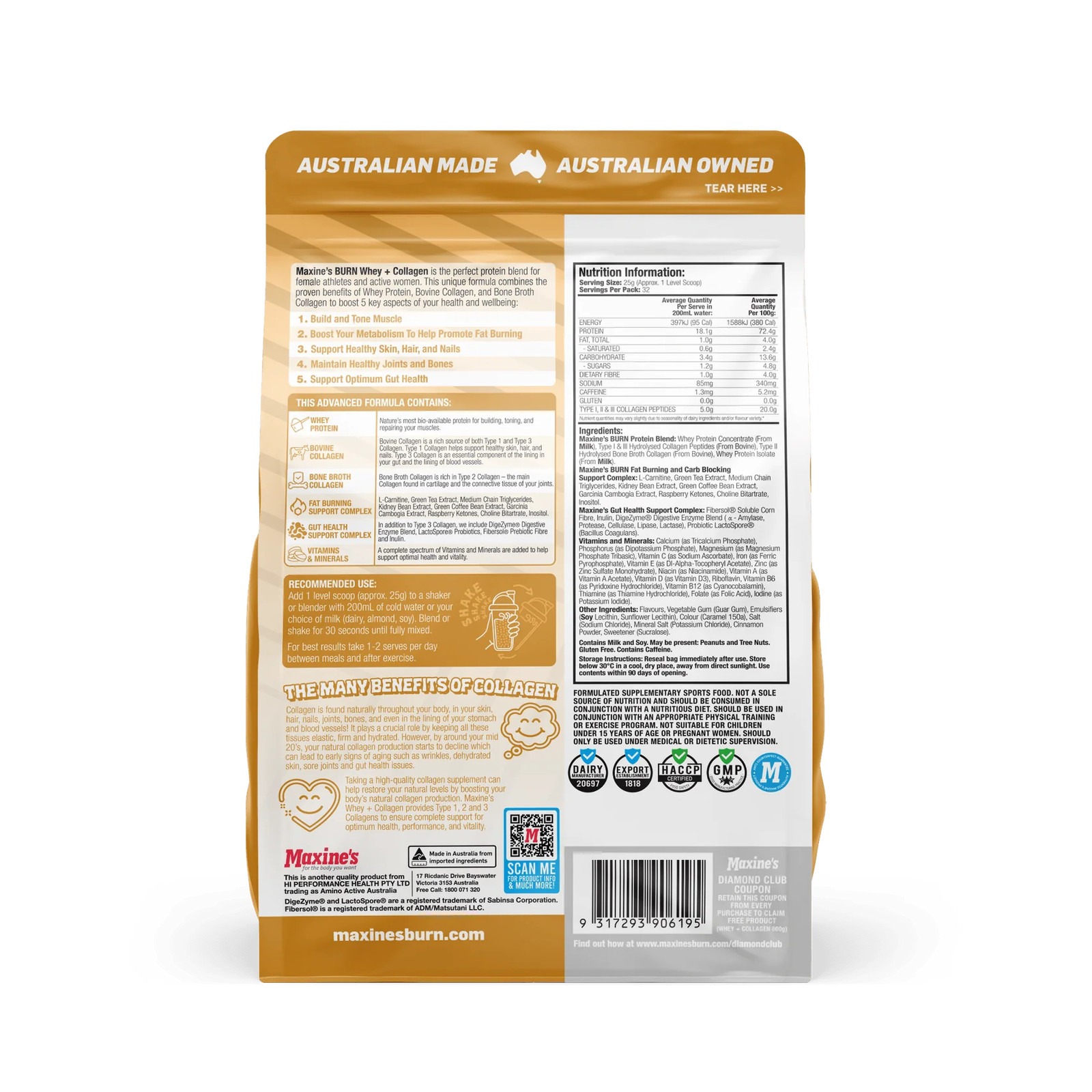 Maxines Burn Whey Plus Collagen by Maxines