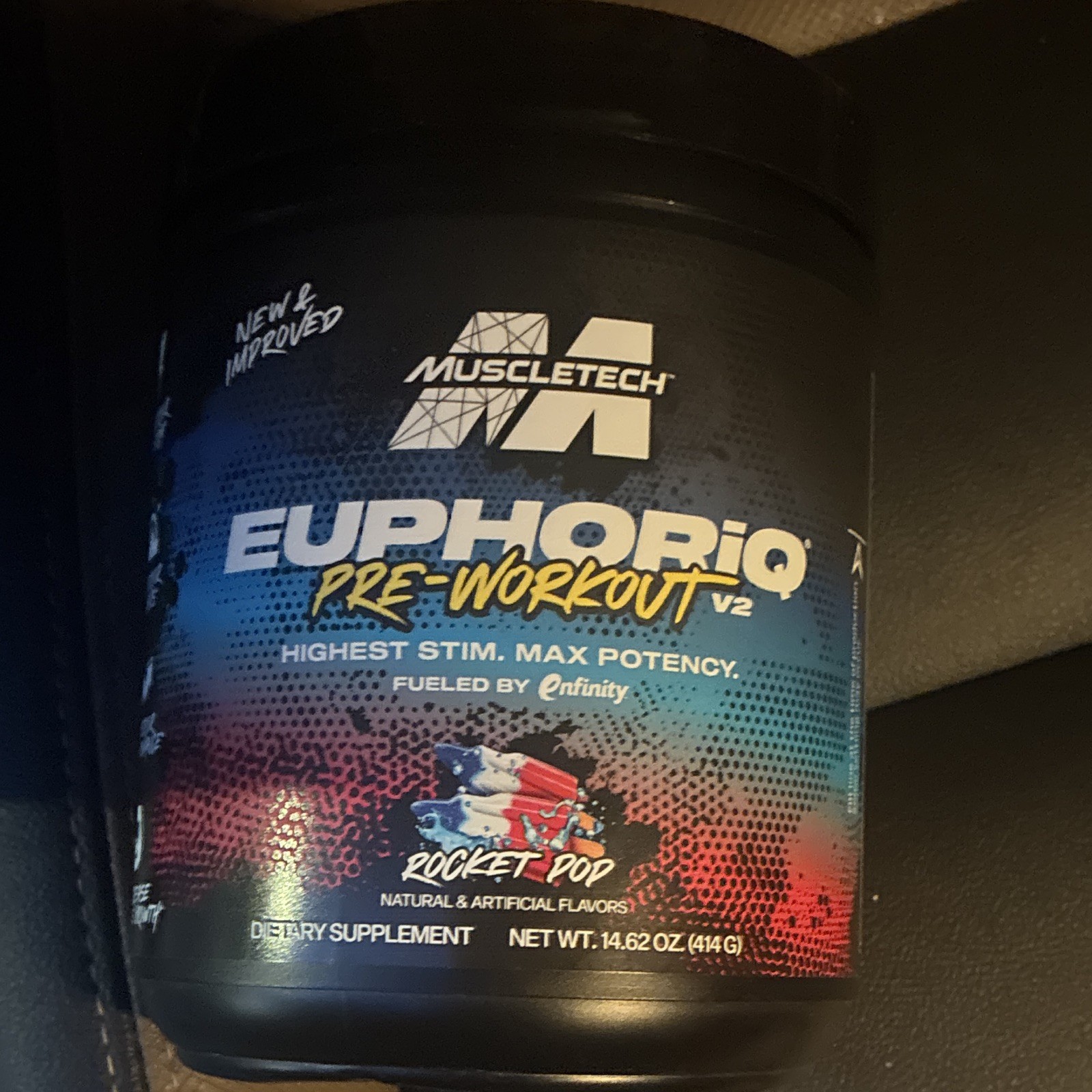 MuscleTech EUPHORIQ Pre-Workout Powder V2 Rocket Pop 14.62 oz exp 10/2026