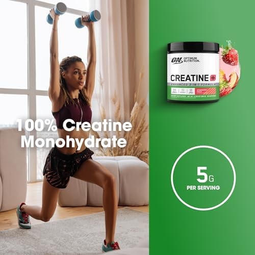 Optimum Nutrition Creatine Monohydrate Plus Powder, Strawberry Peach Flavored Cr