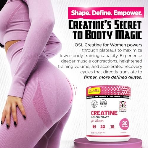 Creatine Monohydrate Powder 5000mg Collagen BCAA Women Strength Recovery