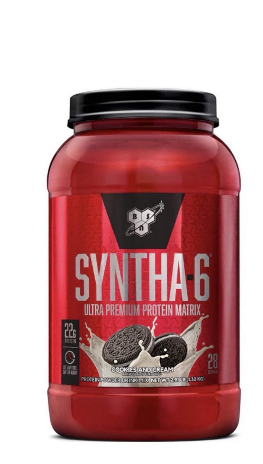 BSN Syntha-6 Protein Powder, Cookies & Cream, Muscle Recovery, 2.91 lb