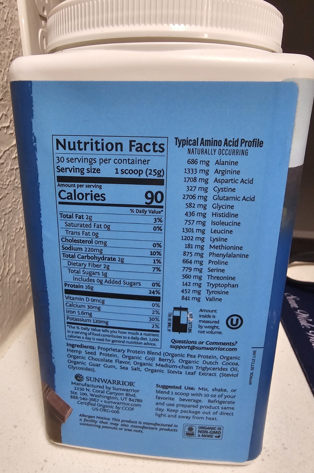 Sunwarrior Warrior Blend Vegan Protein Powder, 26.4oz – Chocolate