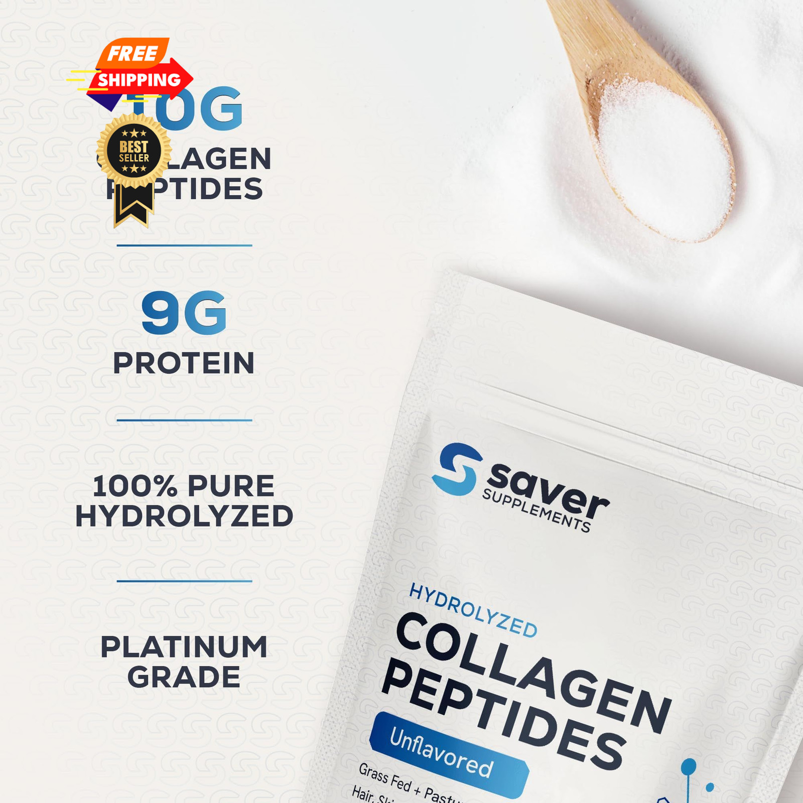 Saver Supplements Collagen Peptides Powder, 10.58 Ounce (Pack of 1)