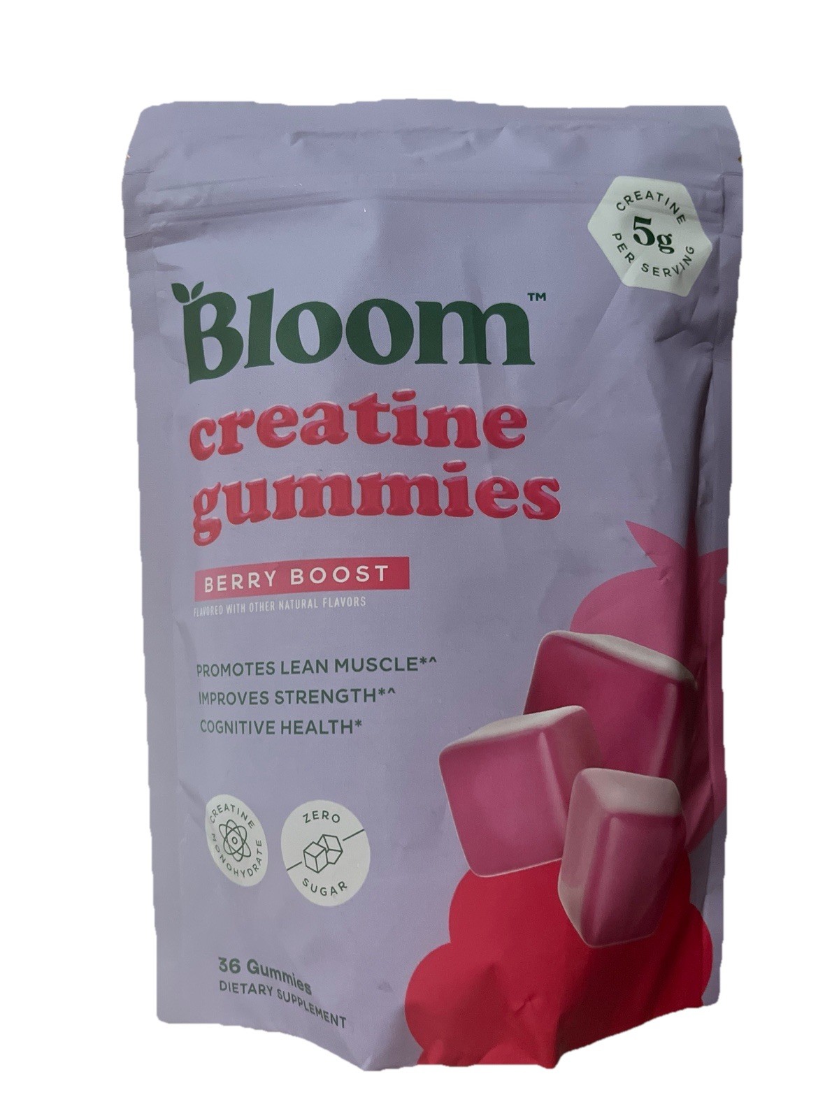 Bloom Creatine Gummies Berry Boost 5g 36 Count Vegan Non-GMO Gluten-Free